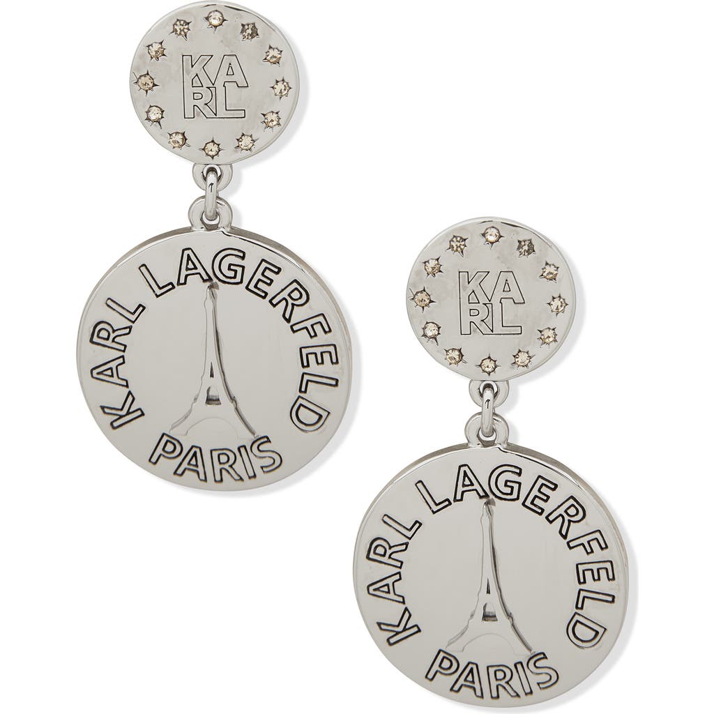 Karl Lagerfeld Coin Logo Drop Earrings