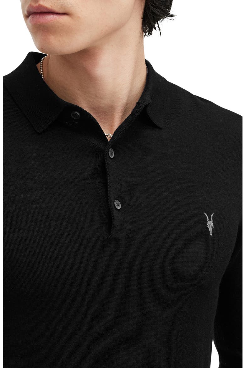 Mode Merino Wool Polo Sweater, Alternate, color, BLACK