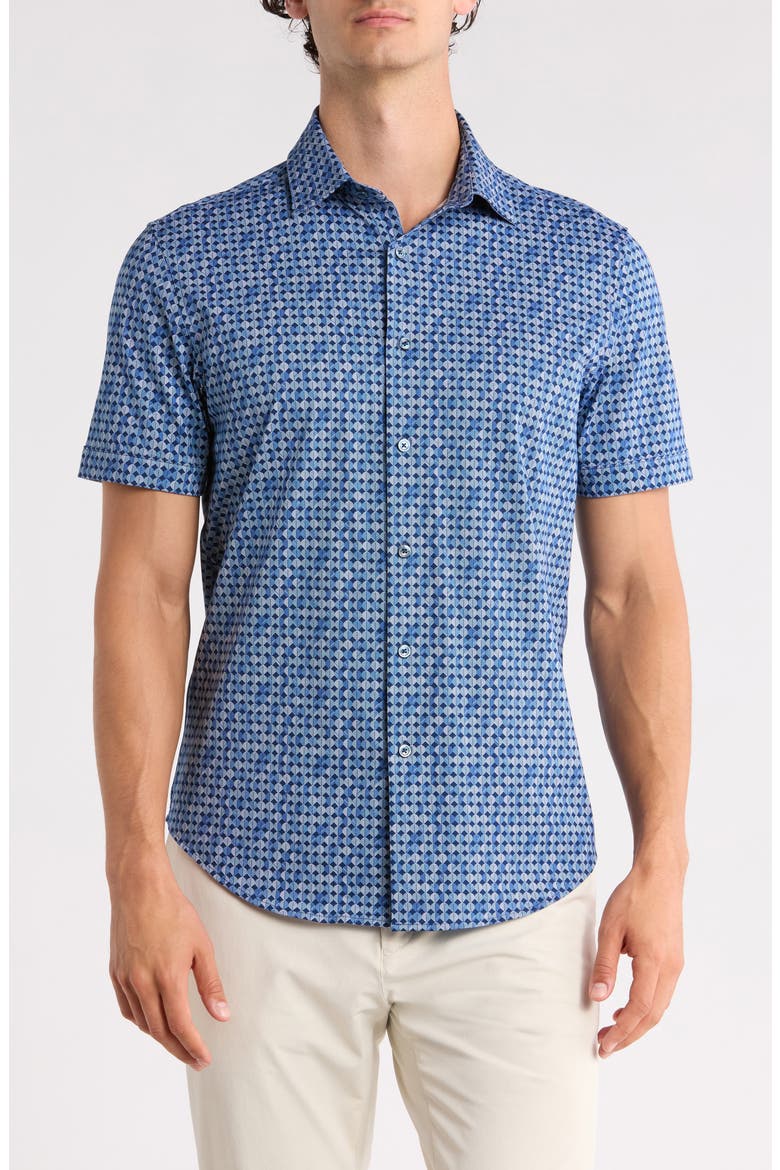 Short Sleeve Woven Shirt, Main, color, NIGHT BLUE