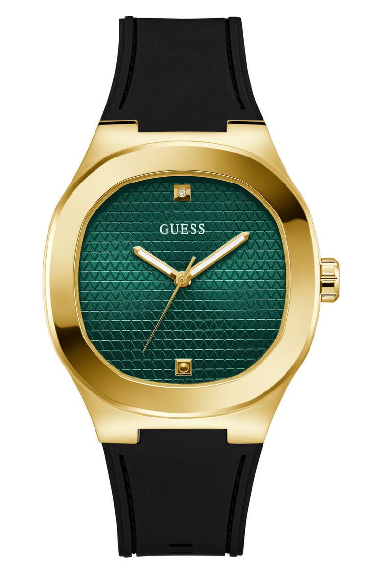 Headline Silicone Strap Watch, 42mm, Main, color, GREEN