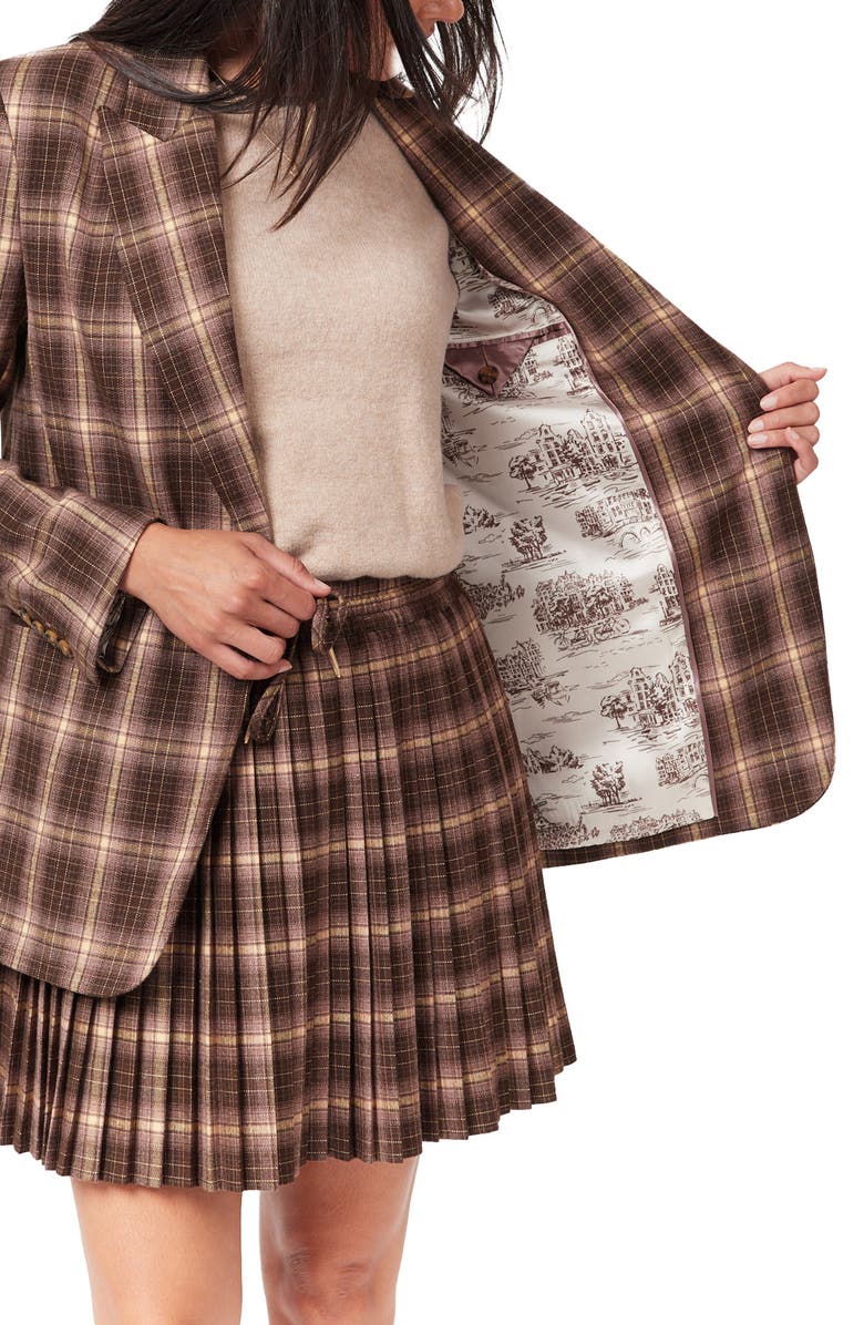 Scotch & Soda Single Breasted Blazer, Alternate, color, Brown/ Burlwood Plai