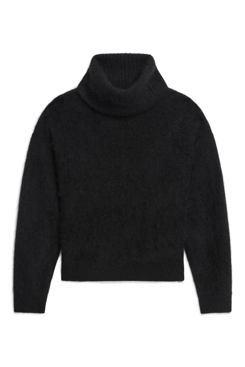 Merino Wool & Brushed Cashmere Turtleneck Sweater, Alternate, color, BLACK - 001