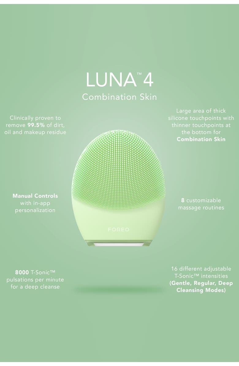 FOREO LUNA 4 Combination Skin Cleansing & Firming Device, Alternate, color, Pistachio