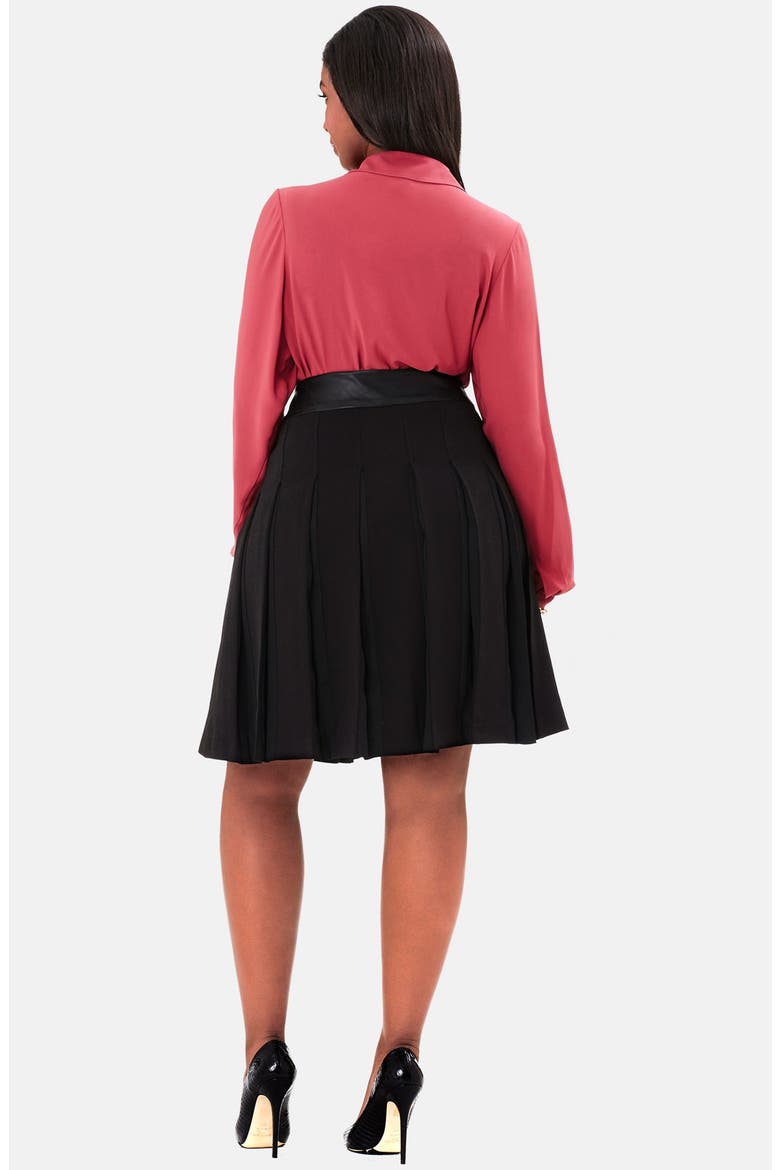 Contrast Inset Box Pleat Skirt, Alternate, color, BLACK