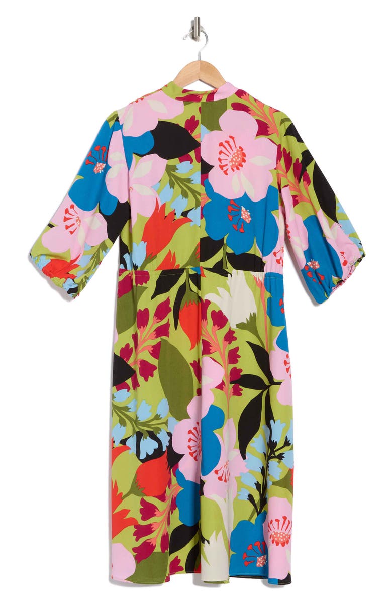 SANDRA DARREN Floral Balloon Sleeve Midi Dress, Alternate, color,
