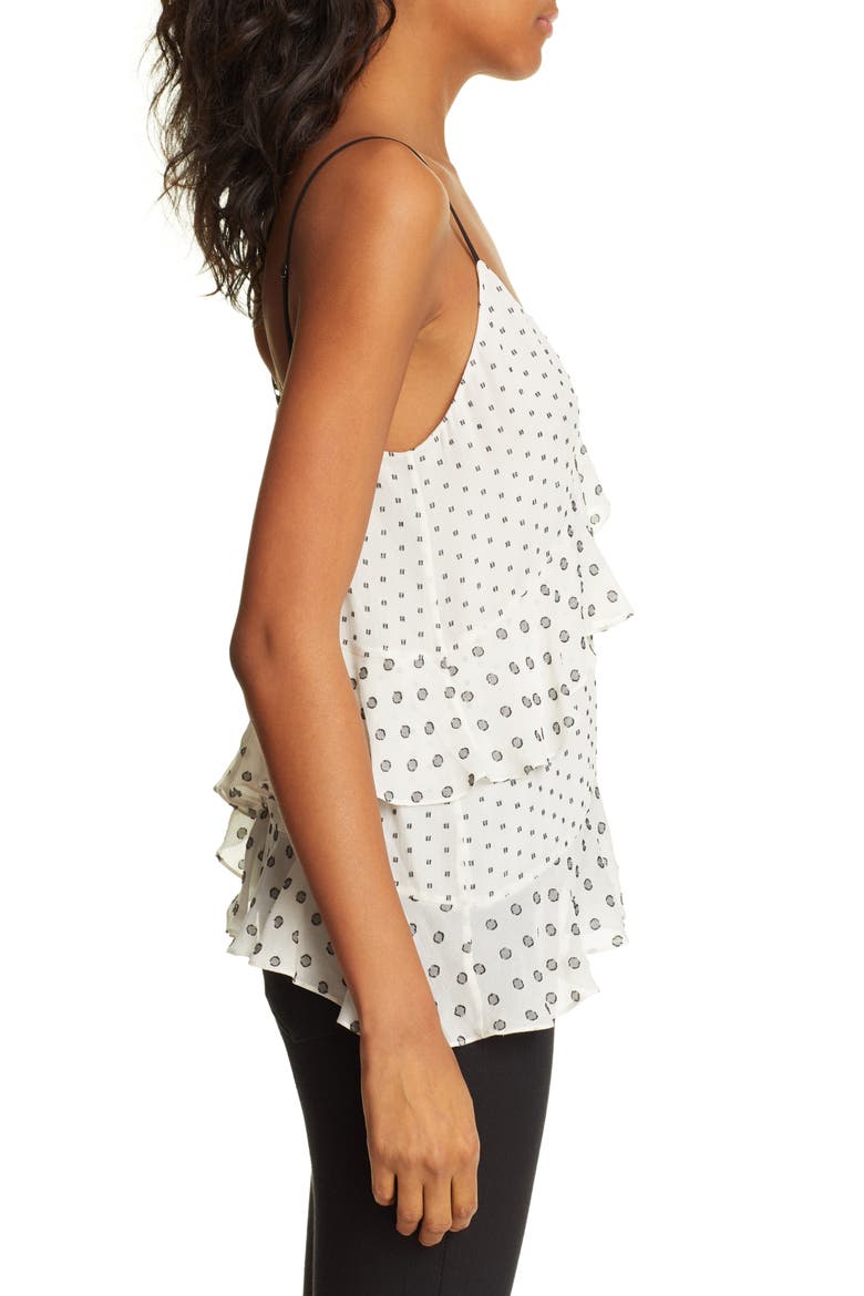 Lara Multi Clip Dot Asymmetrical Camisole, Alternate, color, IVORY/ BLACK