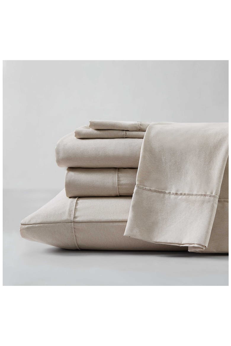 Solid Cationic Brushed Sheet Set, Main, color, LIGHT BEIGE