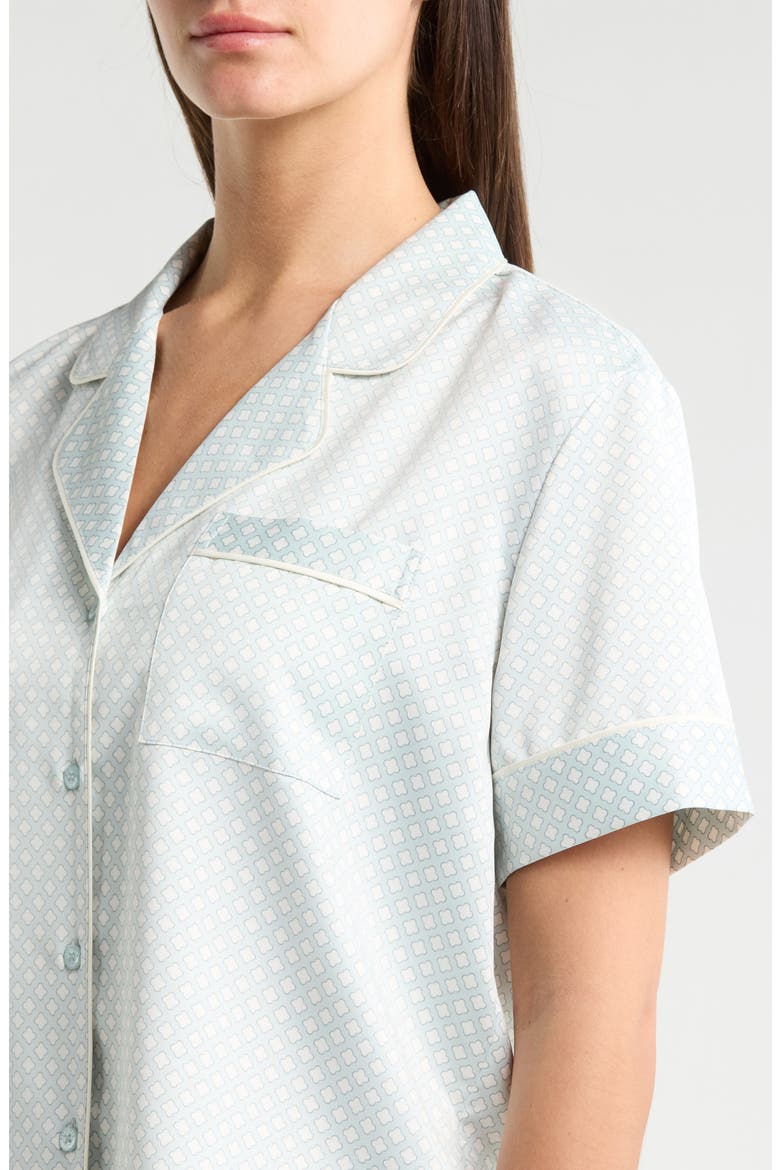 Satin Short Pajamas, Alternate, color, TEAL STEAM ALHAMBRA GEO
