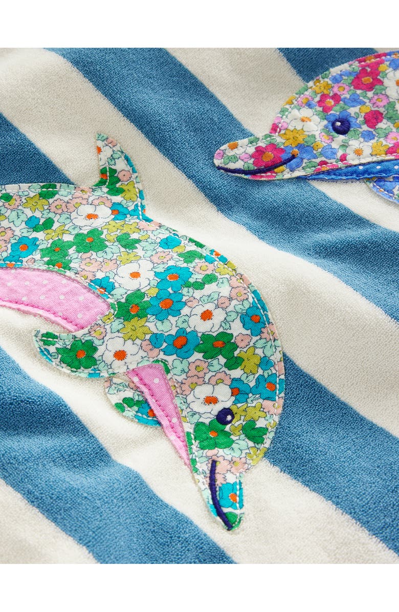 Mini Boden Kids' Appliqué Terry Cloth Hooded Cover-Up, Alternate, color, 