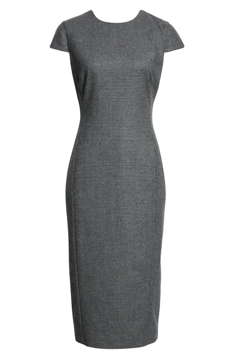 Max Mara Liegi Glen Plaid Cap Sleeve Dress, Alternate, color, 