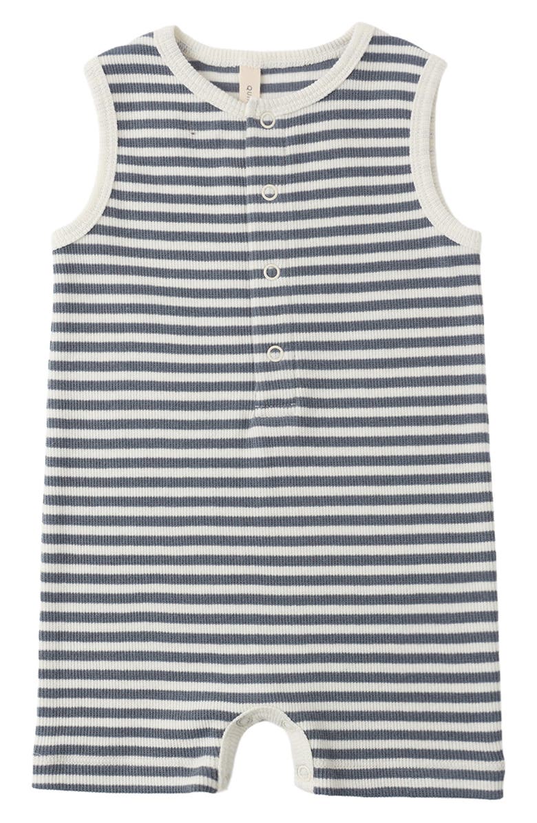 QUINCY MAE Ocean Rib Henley Romper, Main, color, Ocean