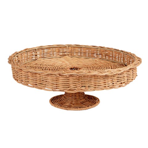 Decorative Hand-woven Rattan Pedestal, Natural