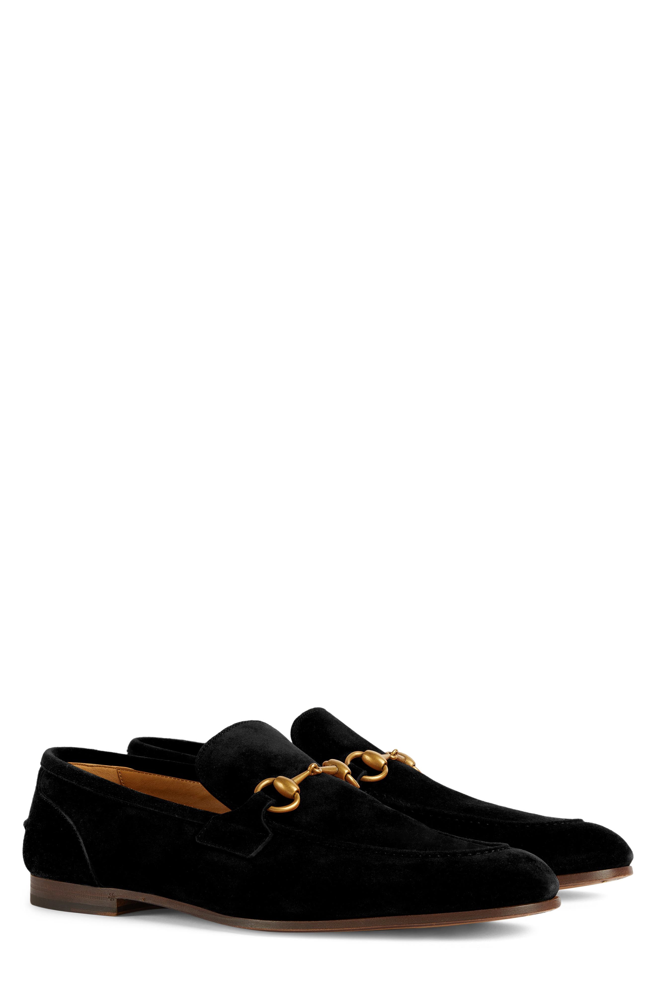 Gucci Jordaan Horsebit Suede Loafer, Main, color, Nero