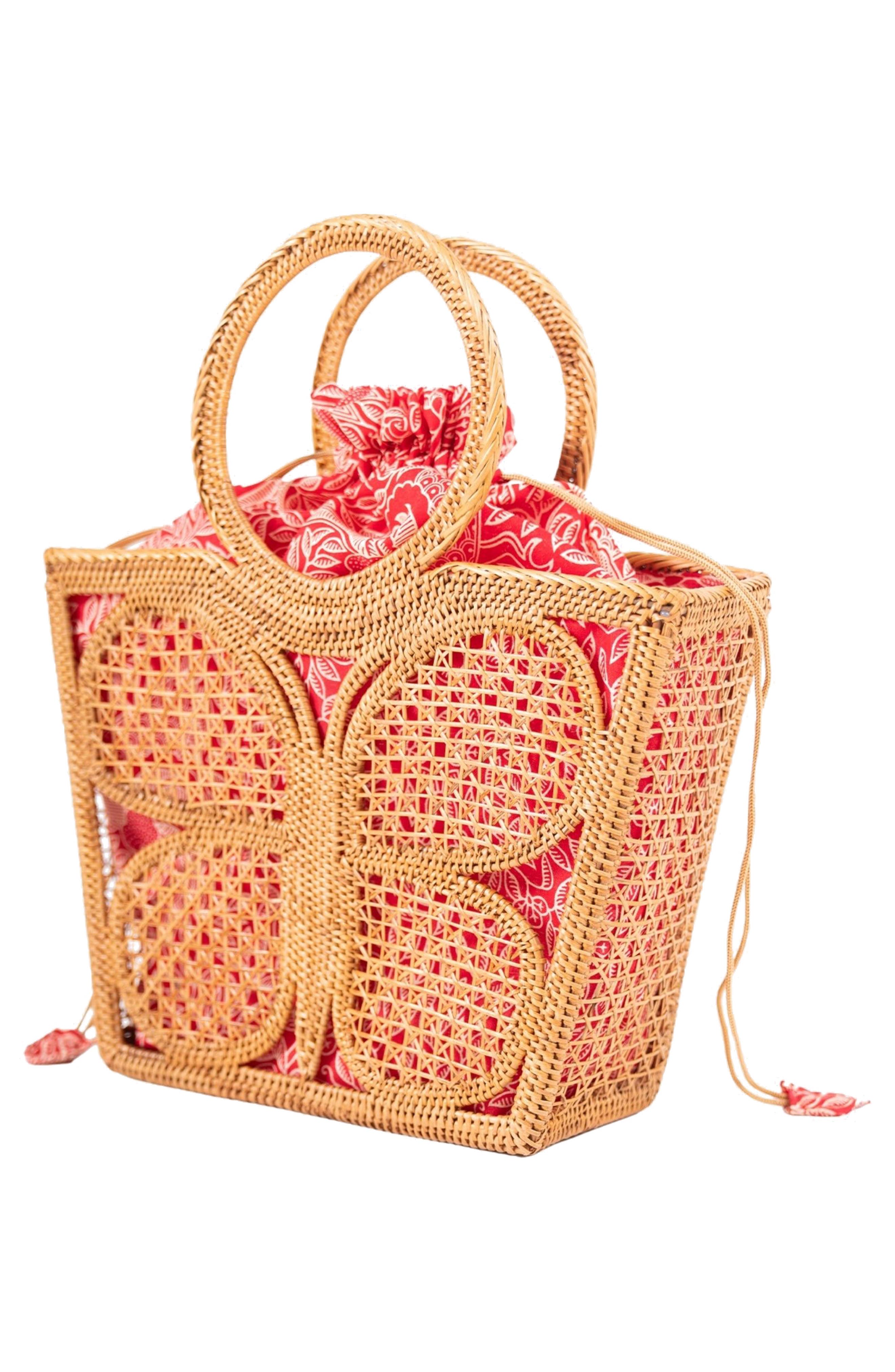 Jelavu Ata Butterfly Handwoven Rattan Tote, Alternate, color, Natural