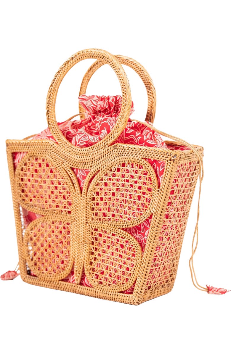 Jelavu Ata Butterfly Handwoven Rattan Tote, Alternate, color, Natural