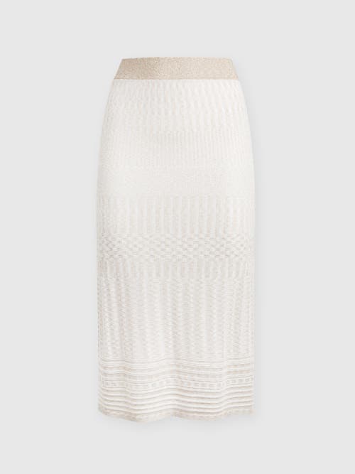 Missoni Multi-processed Lamé Viscose Midi Skirt In White & Gold