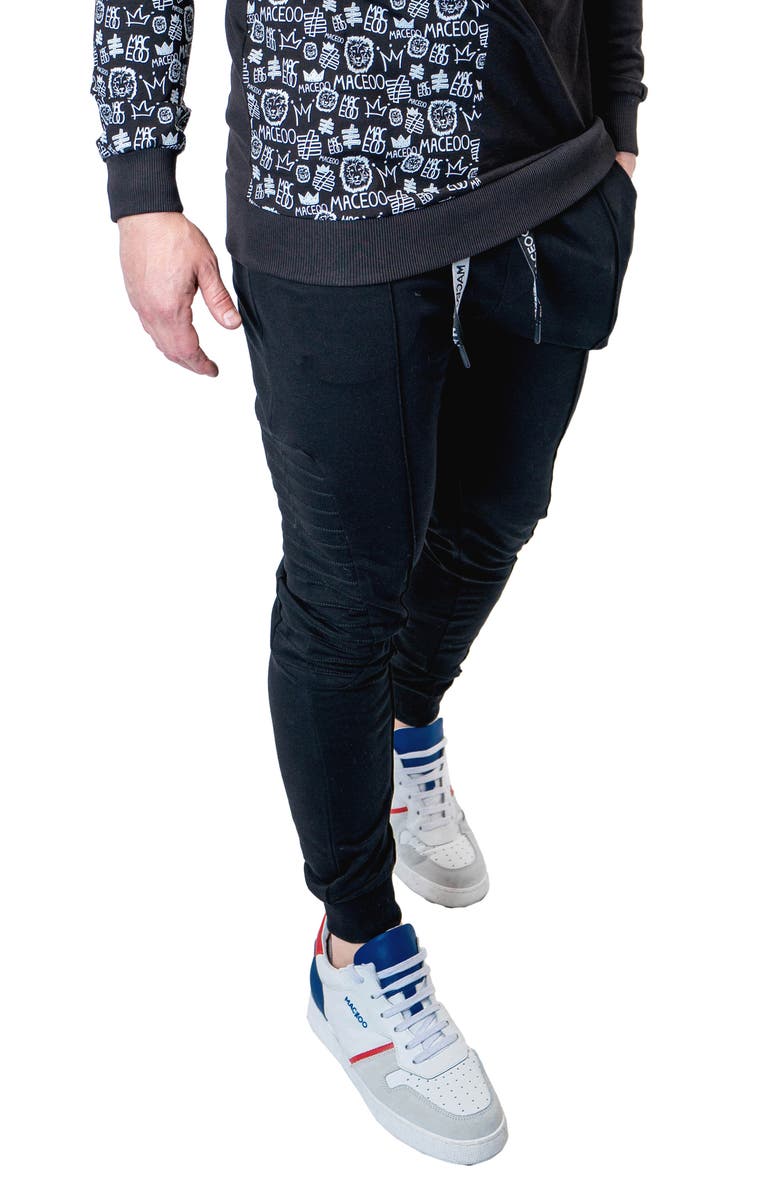 Maceoo Lightspeed Black Stretch Cotton Joggers, Alternate, color, Black