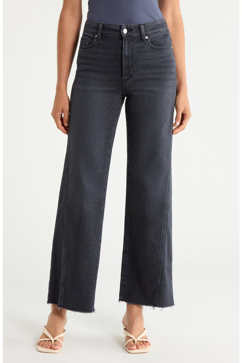 Anessa High Waist Raw Hem Wide Leg Jeans, Main, color, INK BLACK
