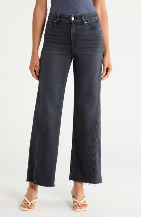 Anessa High Waist Raw Hem Wide Leg Jeans