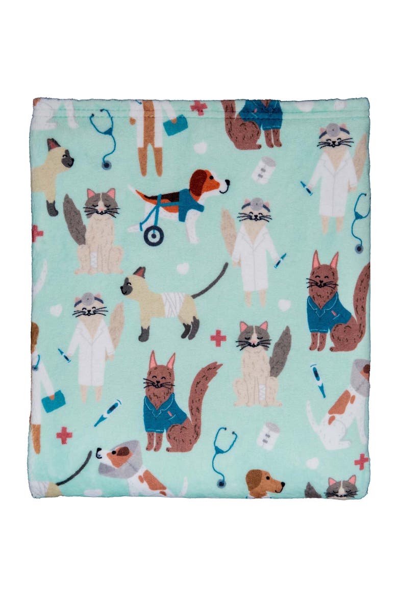 Pupper Snuggles Throw Blanket, Main, color, Seafoam Serenity