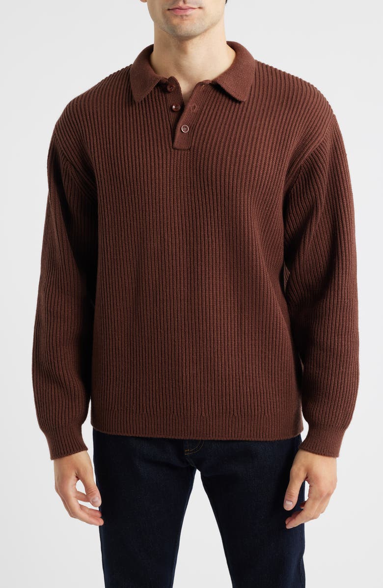 925 Originals Nicolas Rib Polo Sweater, Main, color, Brown