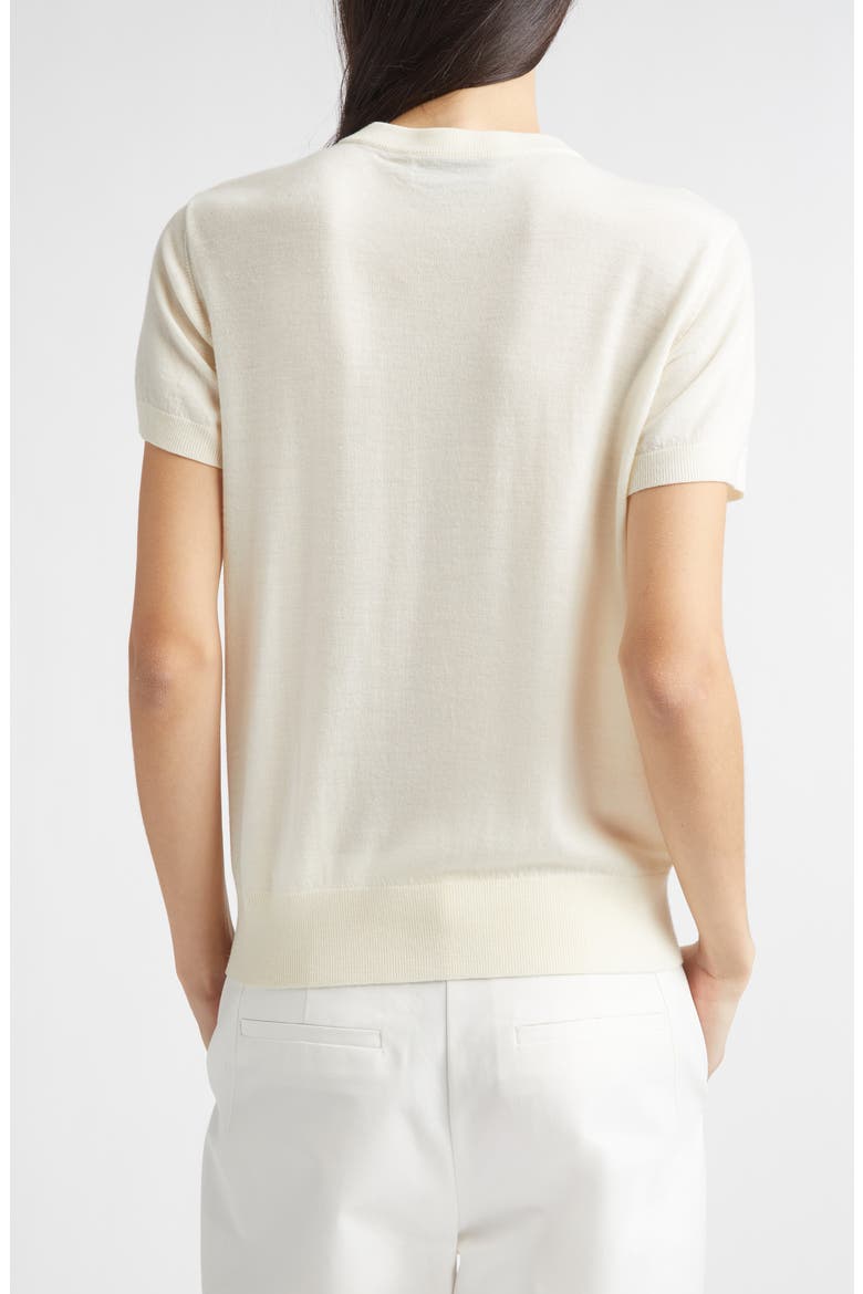 Enzo Short Sleeve Virgin Wool Sweater, Alternate, color, IVORY