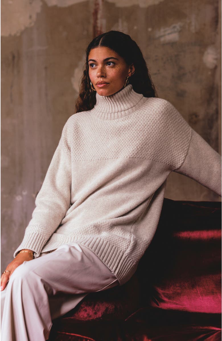 Celtic & Co. Lambswool Funnel Neck Sweater, Alternate, color, Oatmeal