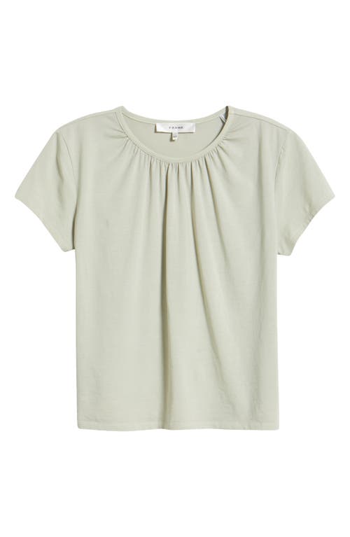 Frame Gathered Cotton Blend T-shirt In Soft Mint