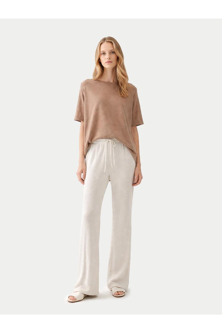 Box-Cut Cotton Silk Cashmere Blend T-Shirt, Alternate, color, timber wolf