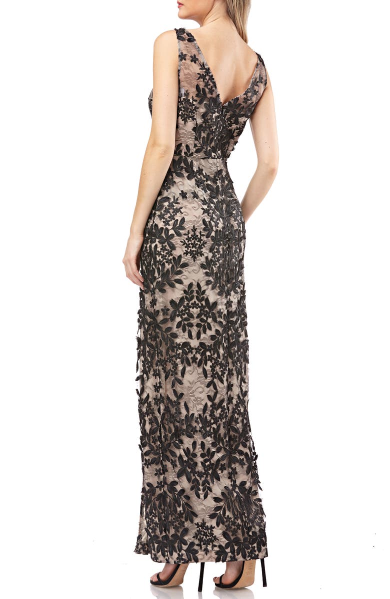 JS Collections Leaf Embroidered Gown, Alternate, color,