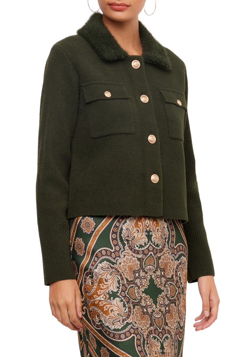 Collared Sweater Jacket, Alternate, color, FOREST GREEN