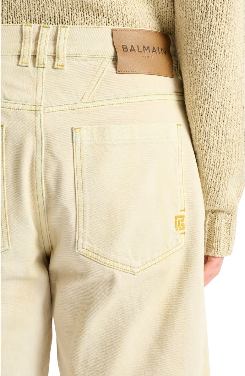 Balmain Faded denim Bermuda shorts, Alternate, color, Beige