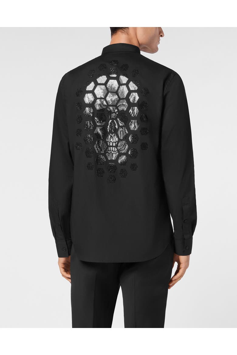 Shirt Sugar Daddy Cut Long-Sleeve Crystal Skull Men, Alternate, color, black