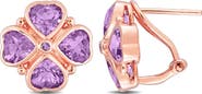 DELMAR Rose de France Amethyst Clover Stud Earrings