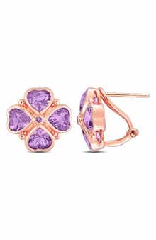 DELMAR Rose de France Amethyst Clover Stud Earrings