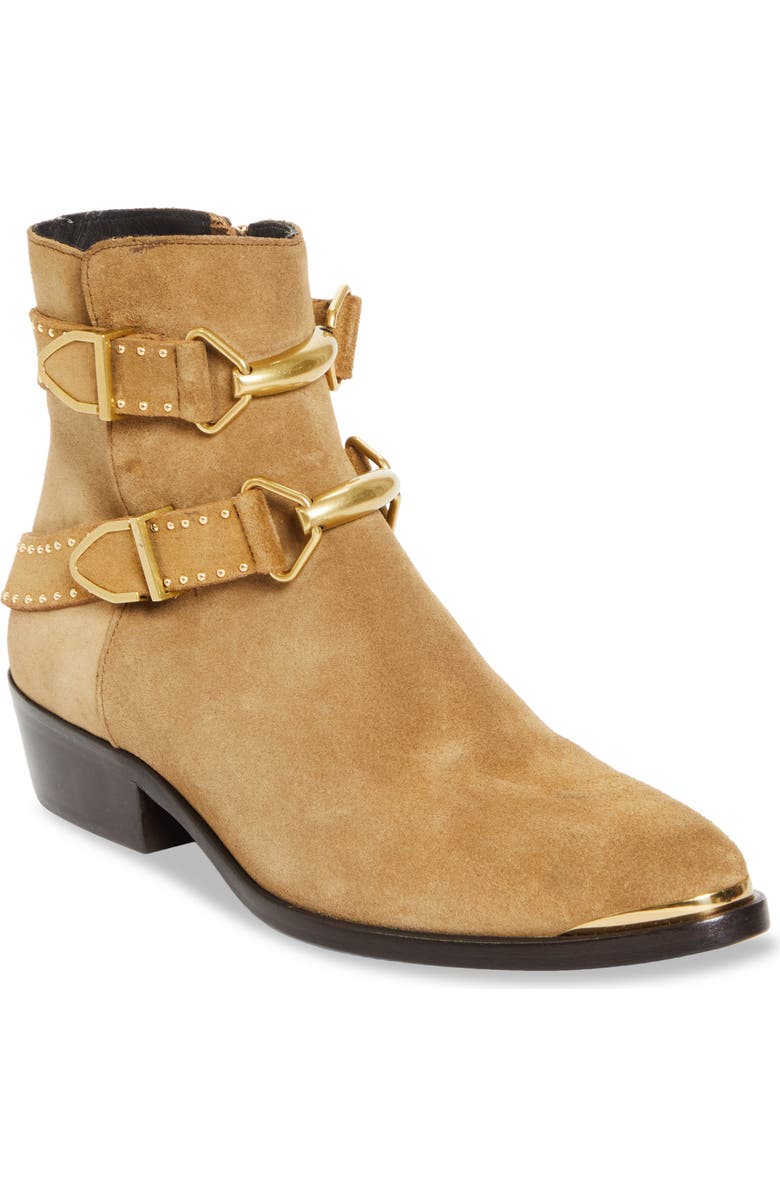 Isabel Marant Zalya Buckle Strap Bootie, Main, color, Taupe