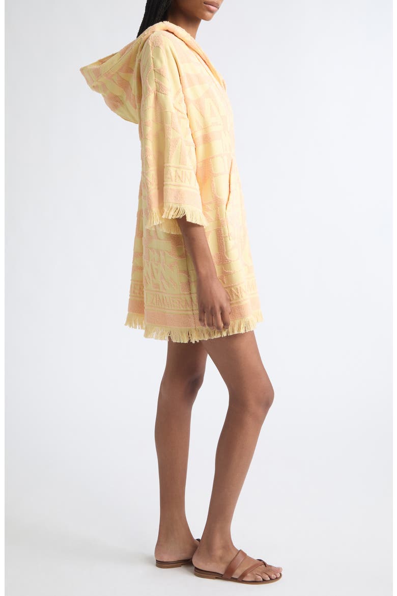 Pop Fringe Cotton Terry Jacquard Cover-Up Dress, Alternate, color, MANGO