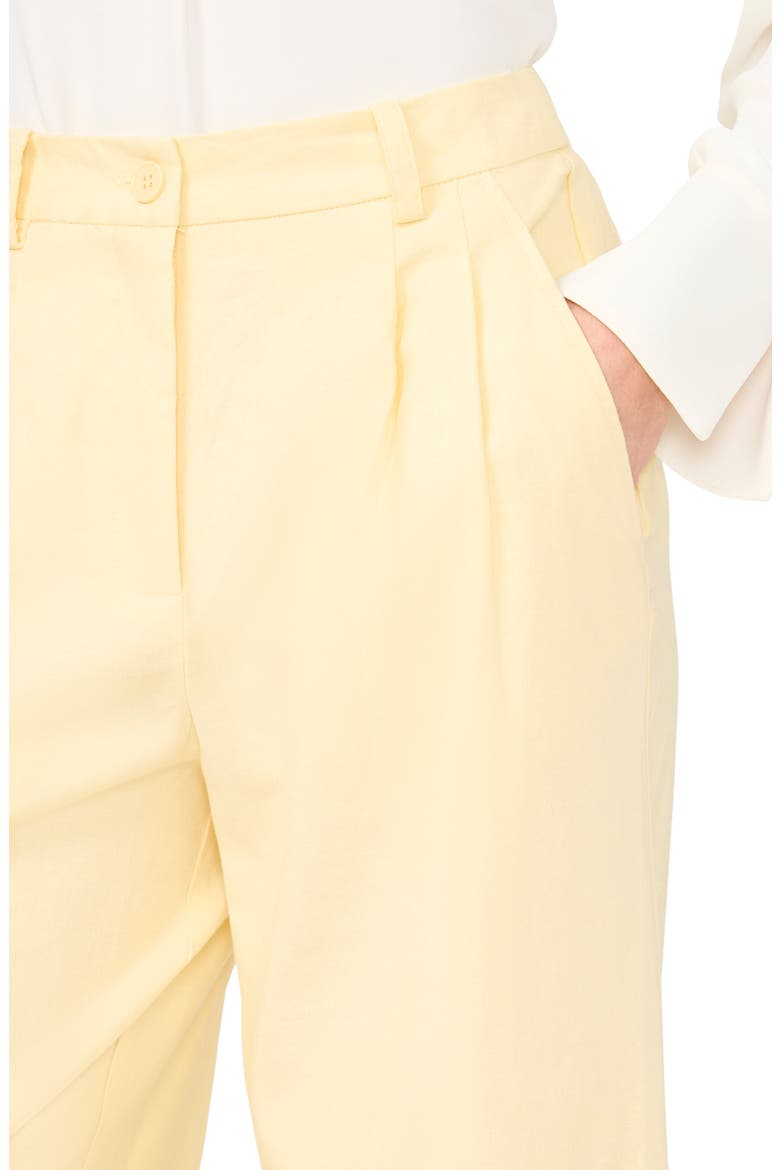 Pleated High Waist Linen Blend Dress Pants, Alternate, color, PASTEL YELLOW