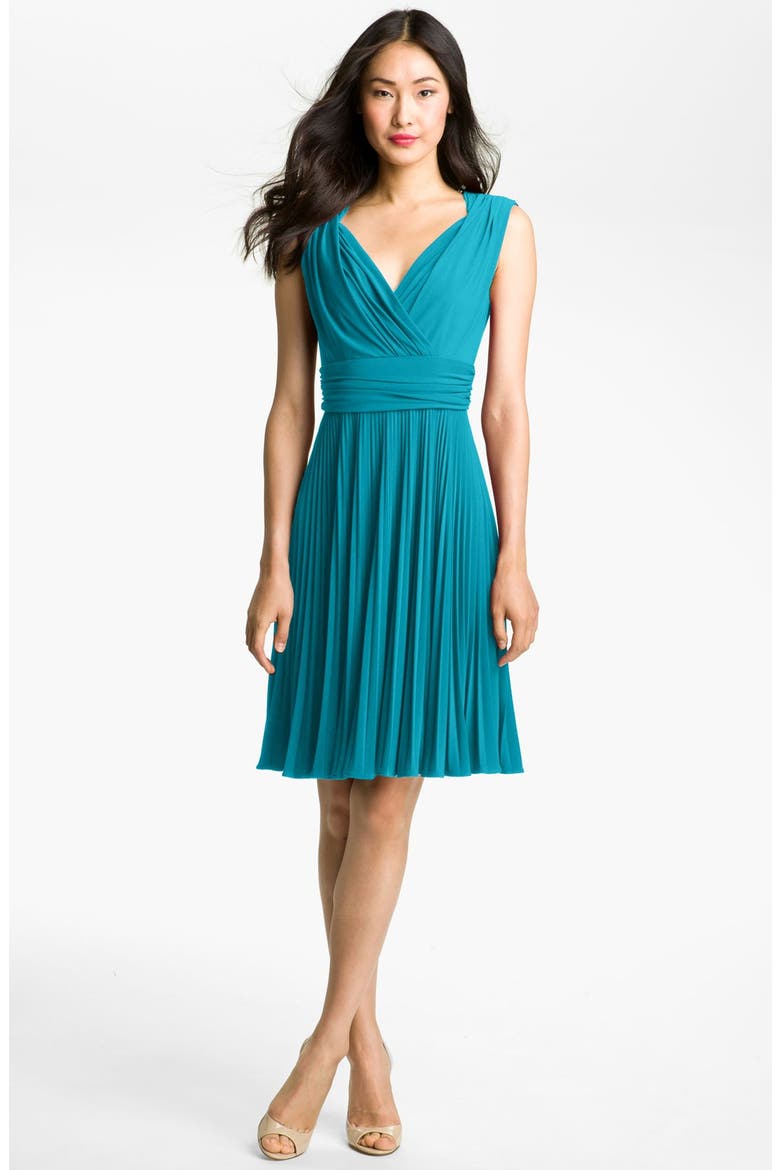 Ivy & Blu Pleated Jersey Fit & Flare Dress, Alternate, color, TURQUOISE