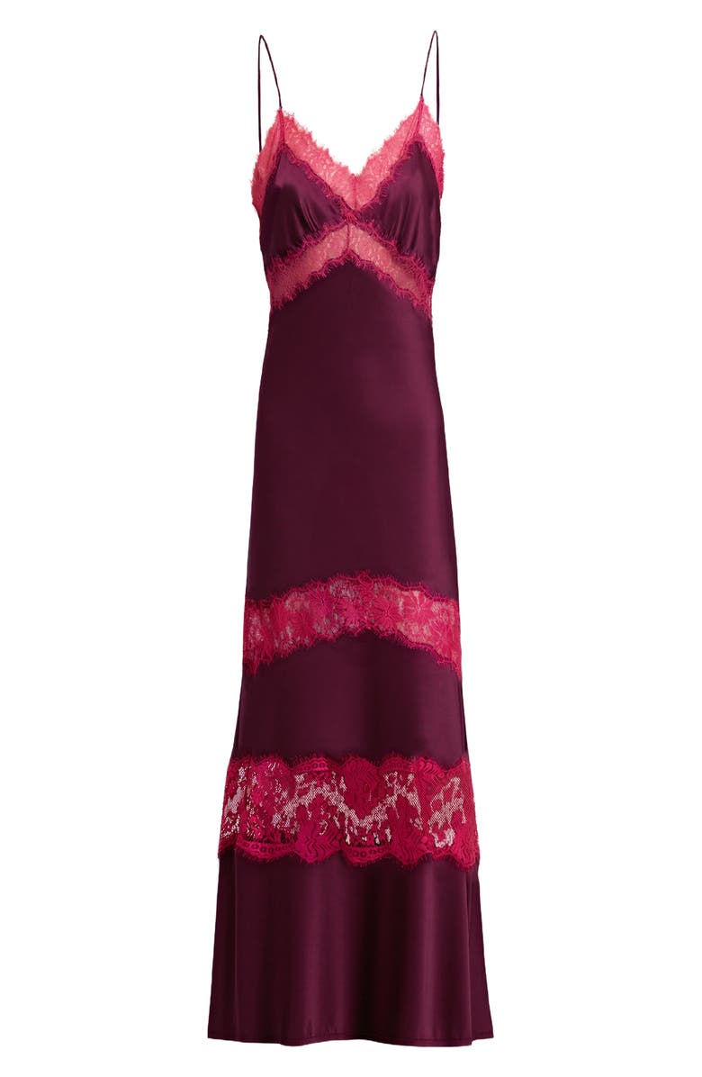 DVF Eden Lace Trim Satin Slipdress, Alternate, color, Cherry Wood