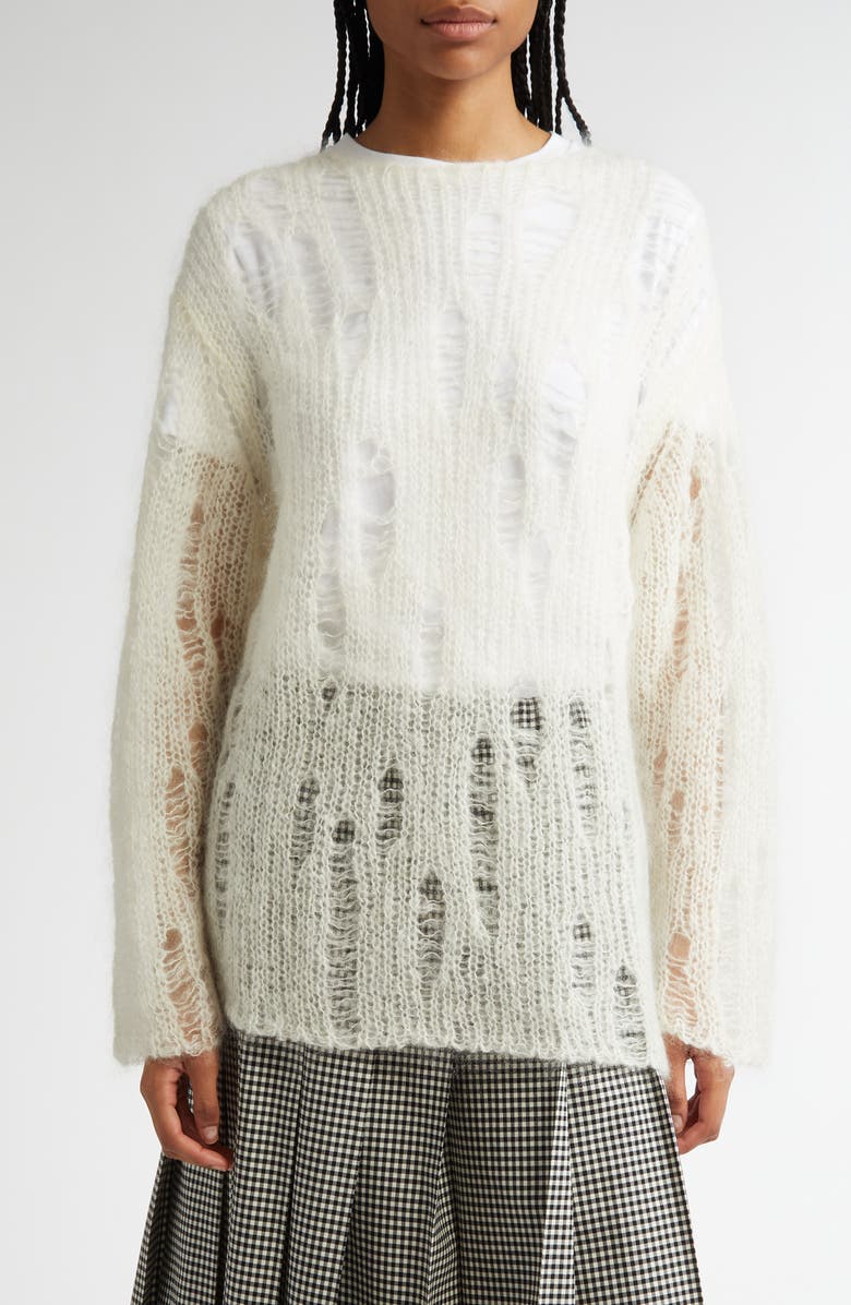 Comme des Garçons Girl Open Knit Mohair & Wool Blend Sweater, Main, color, 