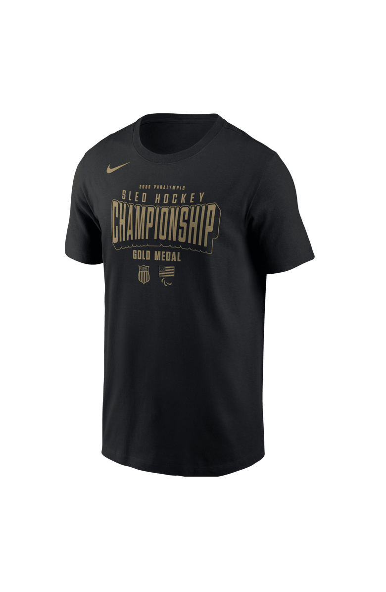 Nike Men's Nike Black US National Sled Hockey 2026 Winter Olympics Gold Medal Champions T-Shirt, Main, color, Black
