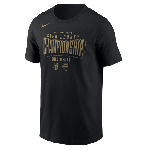 Men's Nike Black US National Sled Hockey 2026 Winter Olympics Gold Medal Champions T-Shirt