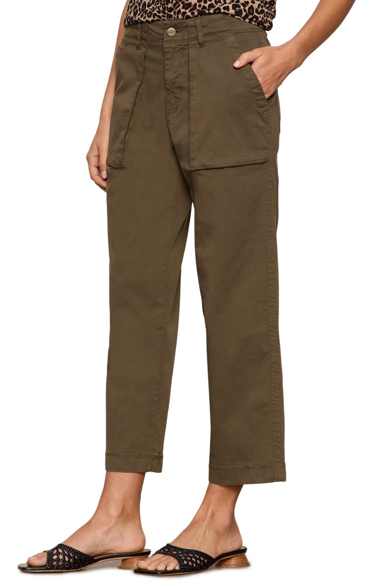 Sanctuary Ranger Relaxed Straight Leg Stretch Cotton Crop Pants, Alternate, color, Burnt Olive Green