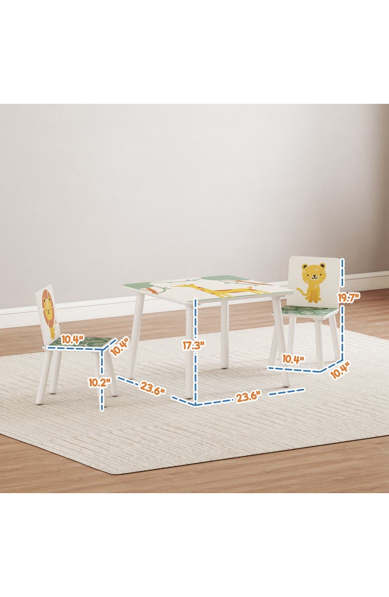 Qaba 3-Piece Kids Table & Chairs Set, Bedroom/Nursery/Playroom, Alternate, color, Green