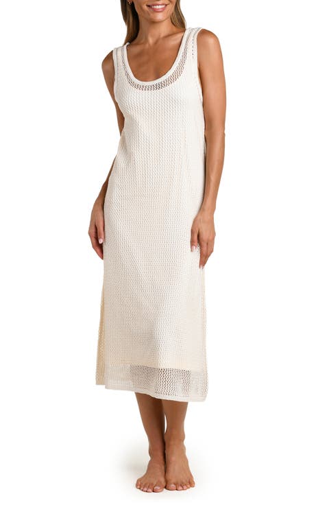 Salted Stitch Crochet Midi Cover-Up Dress