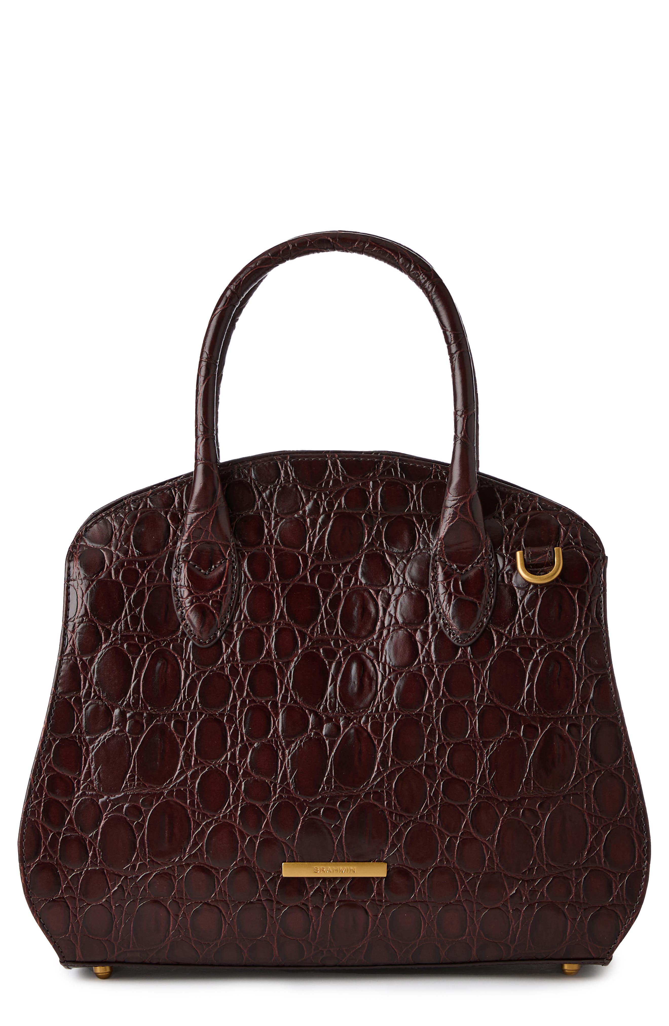 Brahmin Rosetta Lizard Embossed Leather Satchel, Main, color, 