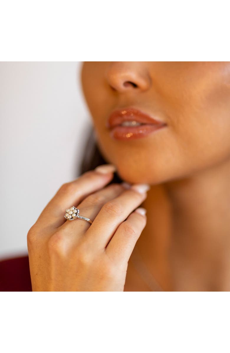 Lucy Quartermaine Royal Pearl Flower Ring, Alternate, color, Sterling Silver