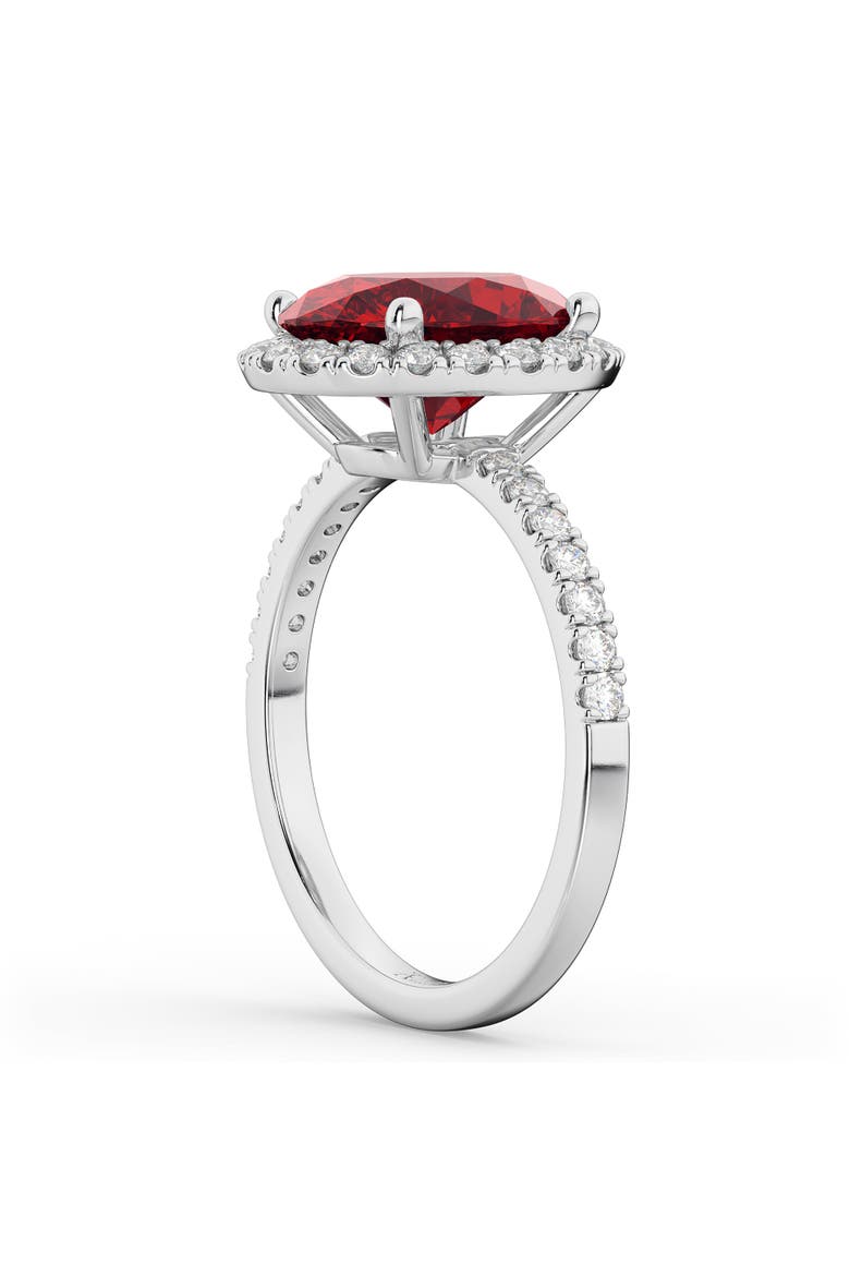Oval Cut Halo Ruby & Diamond Engagement Ring 14K, Alternate, color, 3.66ct/White Gold