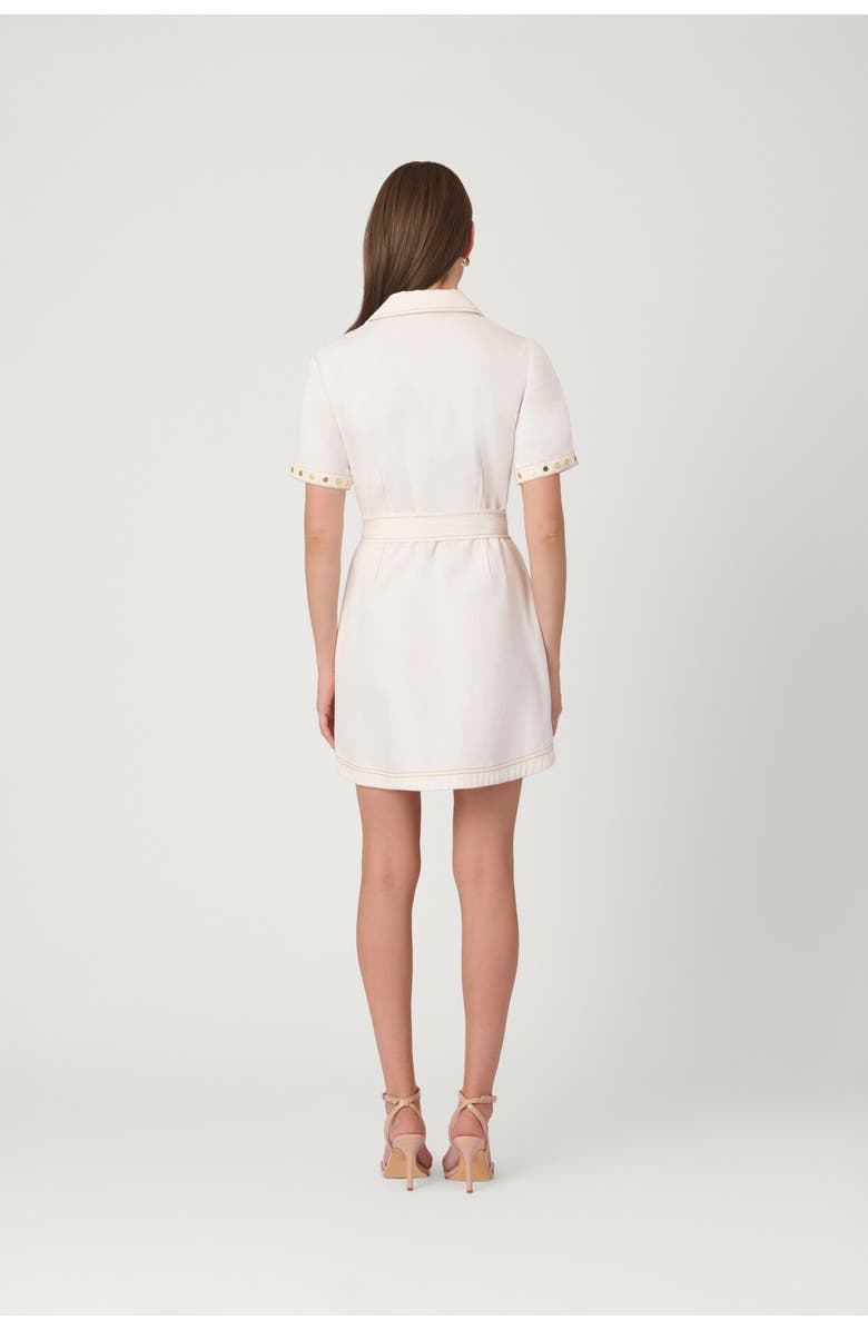 Shoshanna Studded Denim Laurie Dress, Alternate, color, Ivory